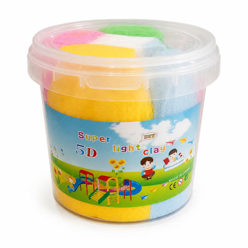 Super 5D Light Modeling Clay Bucket Set – Multicolor