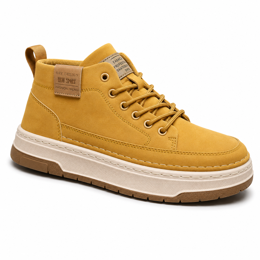 Tan Lace-Up Mid-Top Casual Shoes
