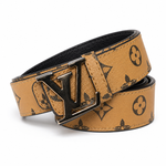 Tan monogram buckle belt
