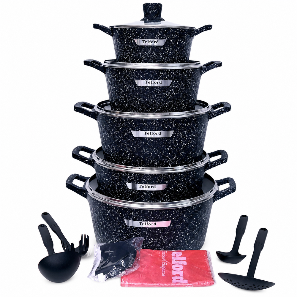 Telford Black Speckled Cookware Set