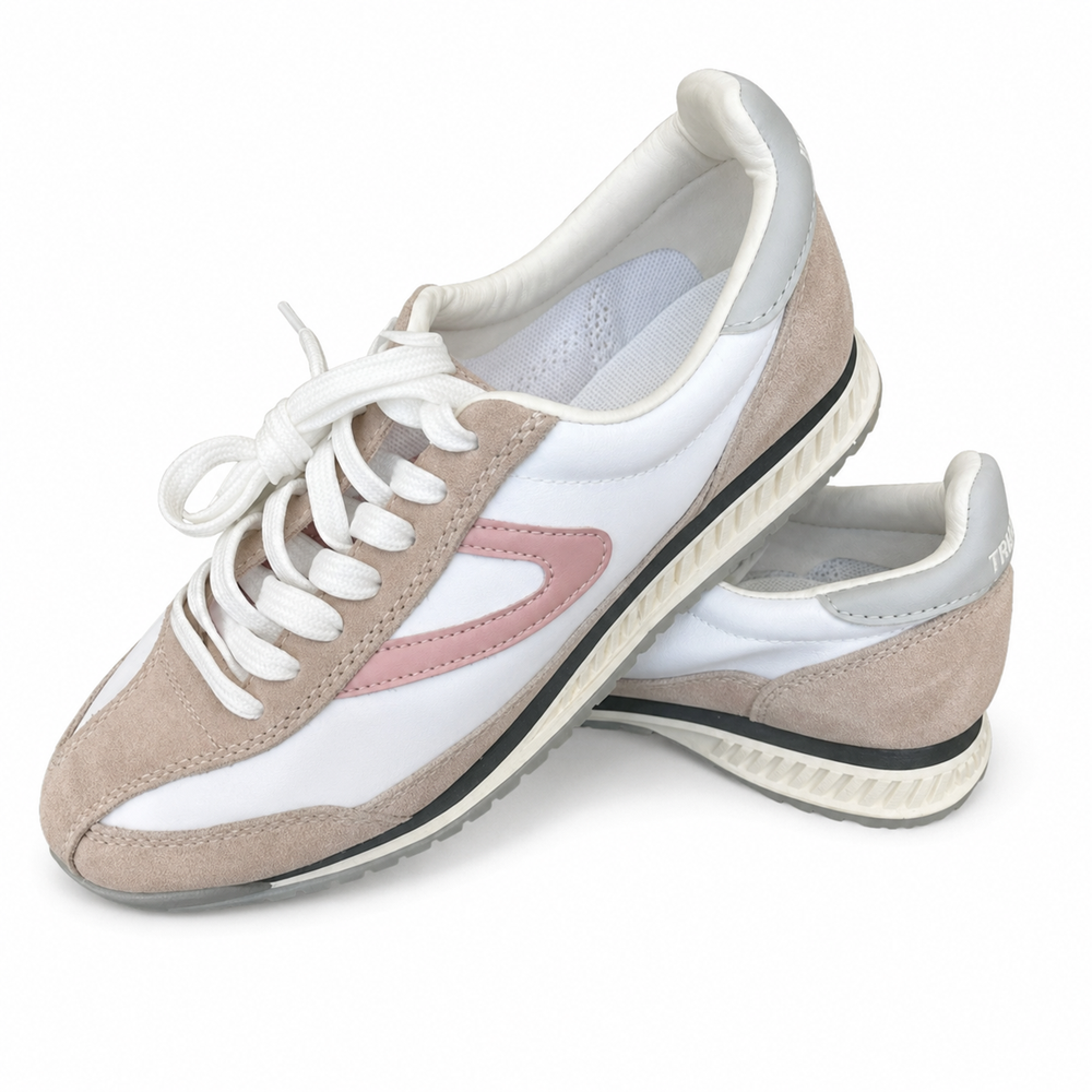 Tretorn White and Blush Lace-Up Shoes