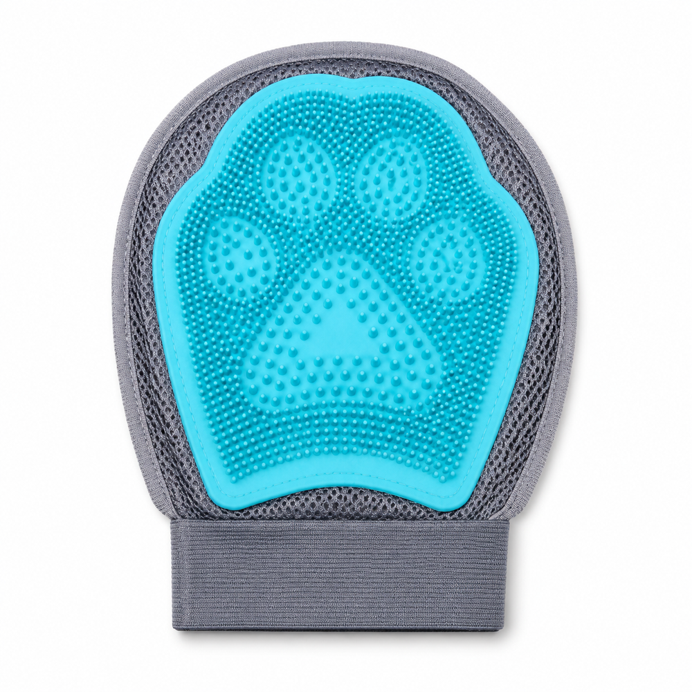 Turquoise Silicone Pet Grooming Glove
