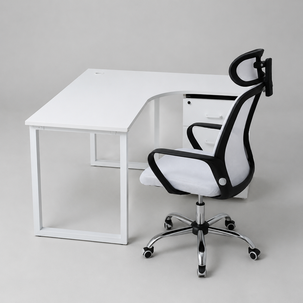 Used White Office Desk or Ergonomic Chair
