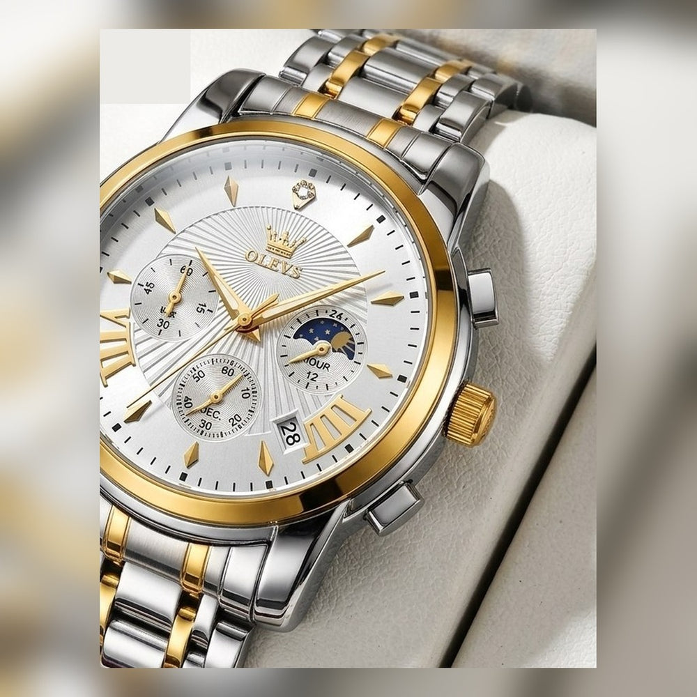 OLEVS White Two-Tone Men's Watch – #2046