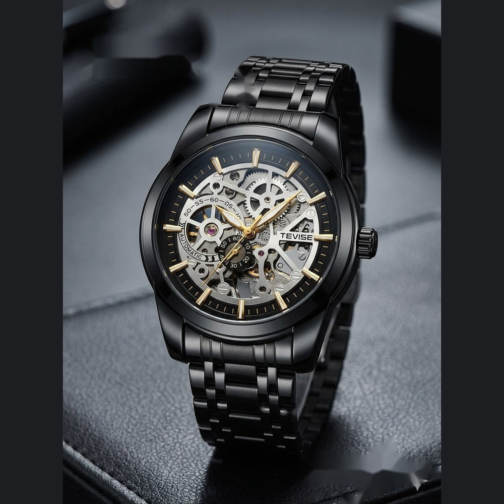 TEVISE Black Skeleton Automatic Men's Watch – #2074