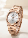 Rose gold men's quartz watch with white dial, model 2086