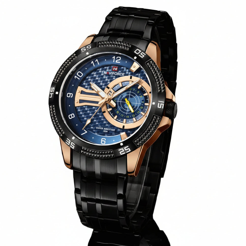 NAVIFORCE Blue Rose Gold Men's Watch – #2091