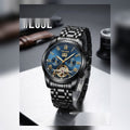 TEVISE blue dial black metal men's watch #2092