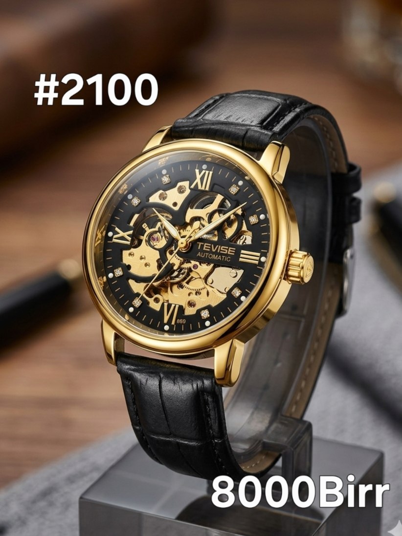 TEVISE Gold Skeleton Automatic Men's Watch – #2100