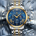 Blue dial two-tone men's watch #2144