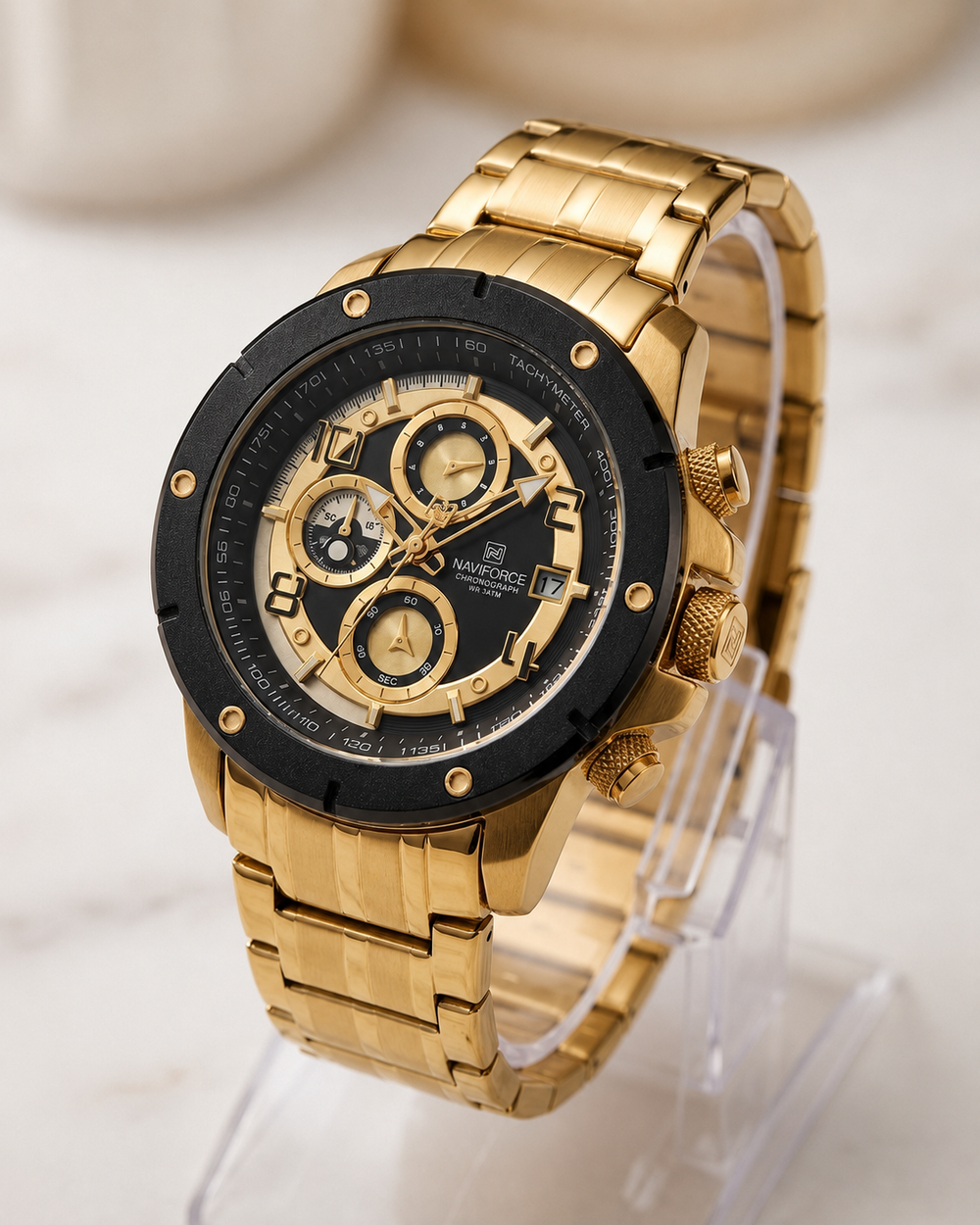 NAVIFORCE Gold Chronograph-Style Men’s Watch – #2147