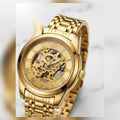 TEVISE gold skeleton automatic men's watch #2151
