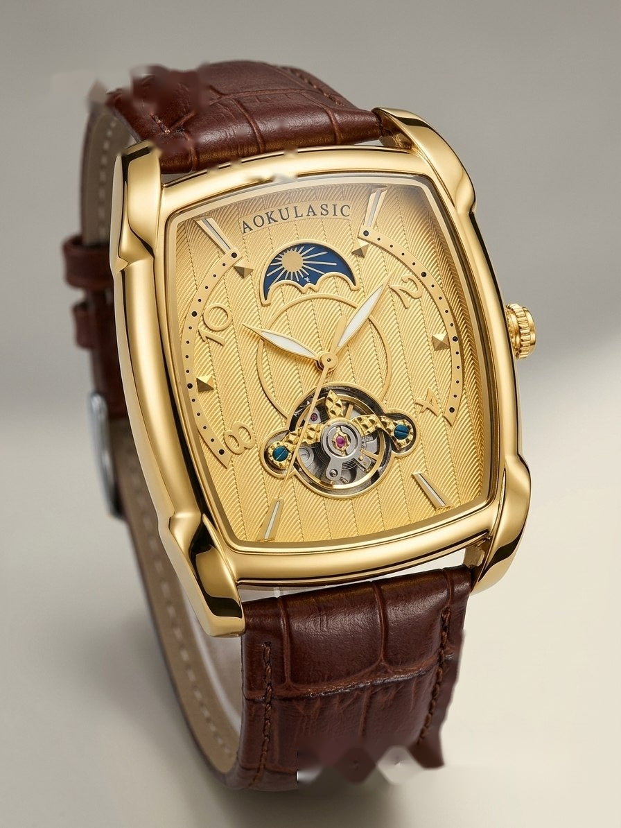Gold Rectangular Automatic Men’s Watch – #2171
