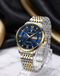 POEDAGAR blue and gold day-date men's watch, model 2187