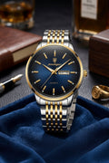 POEDAGAR two-tone blue dial men's watch #2221