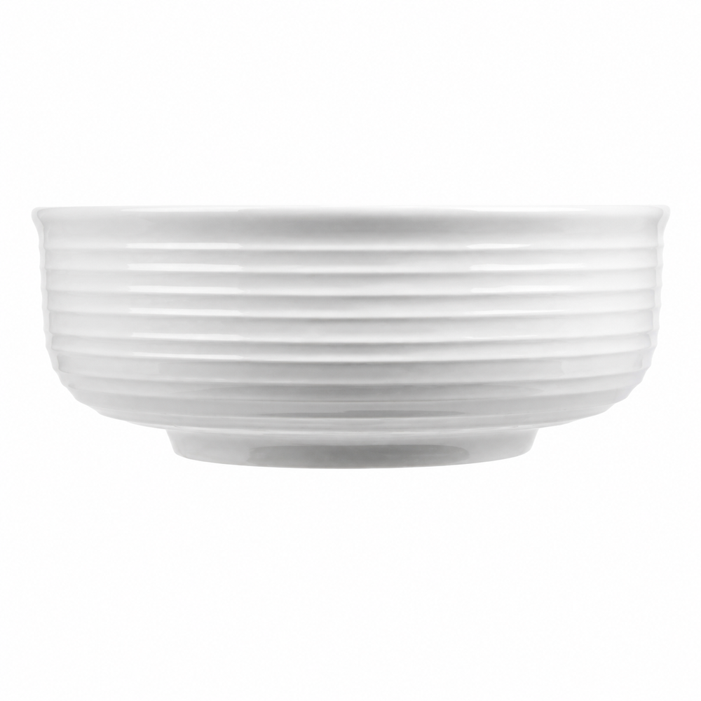 White Ribbed Shallow Bowl Set
